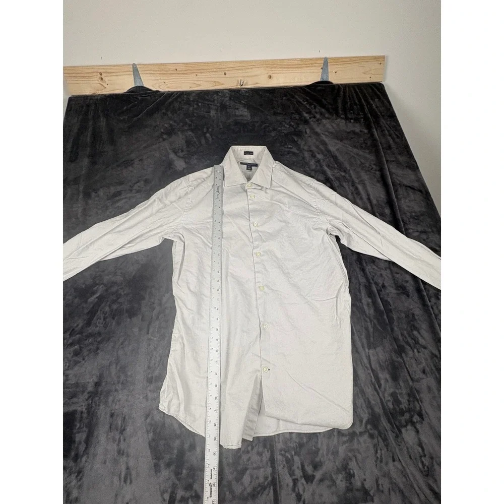 Banana Republic Dress Shirt Mens L Gray Egyptian Cotton Fitted Long Sleeve 3812